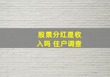 股票分红是收入吗 住户调查